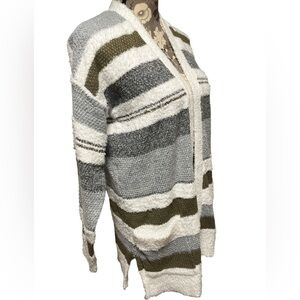 🛍️# 2466 NWT Pink Clover Millicent Striped Open Cardigan